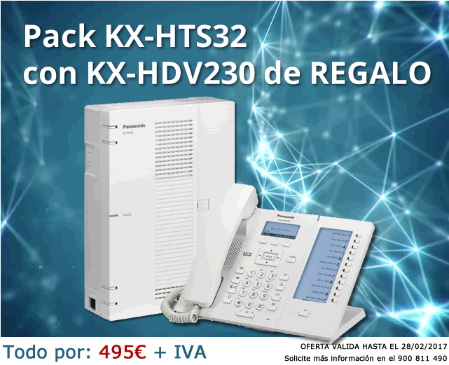 Oferta PACK Centralita Telefónica KX-HTS32 y Teléfono KX-HDV230 de Regalo.